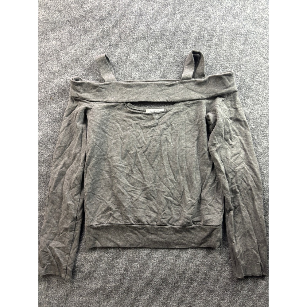 Bailey 44 Cold Shoulder Top Womens Large Gray Cutout Long Sleeve ICO-C190